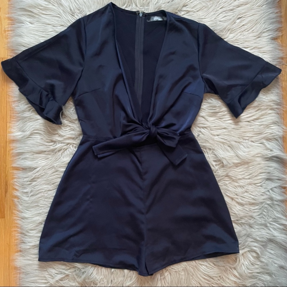 Navy Front Tie Misguided Romper